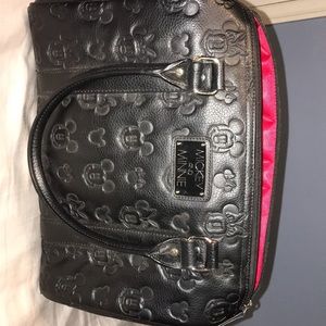 Mickey & Minnie large black leather bag